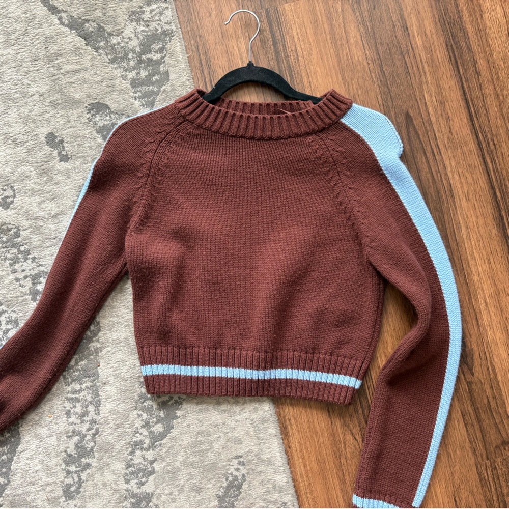 Zara Brown and Blue Cowl Neck Sweater